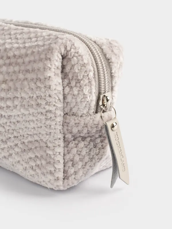 Косметикалық сөмке, 20х10 см, шенилл/люрекс, сарғылт-қоңыр, Chenill, image-1