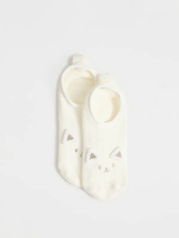 Әйелдер шұлықтары, үйге арналған, өлшемі 39-41, шенилл, сарғылт-қоңыр, Мысық, Funny chenill, image-2