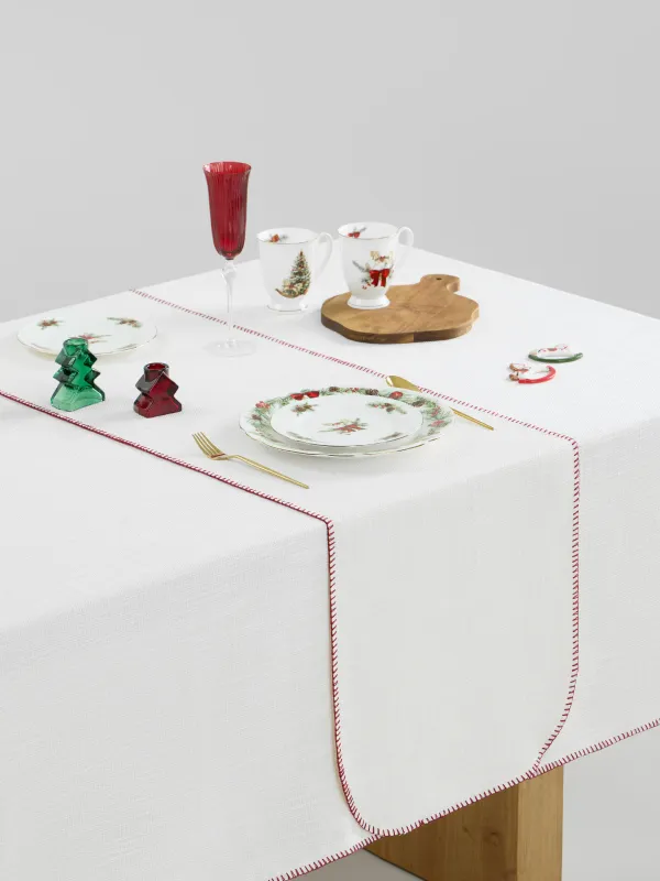 Үстел төсеніші, 40х160 см, тігісі бар, полиэстер, сүт түстес, Кендір мата, Gunny traditions, image-3