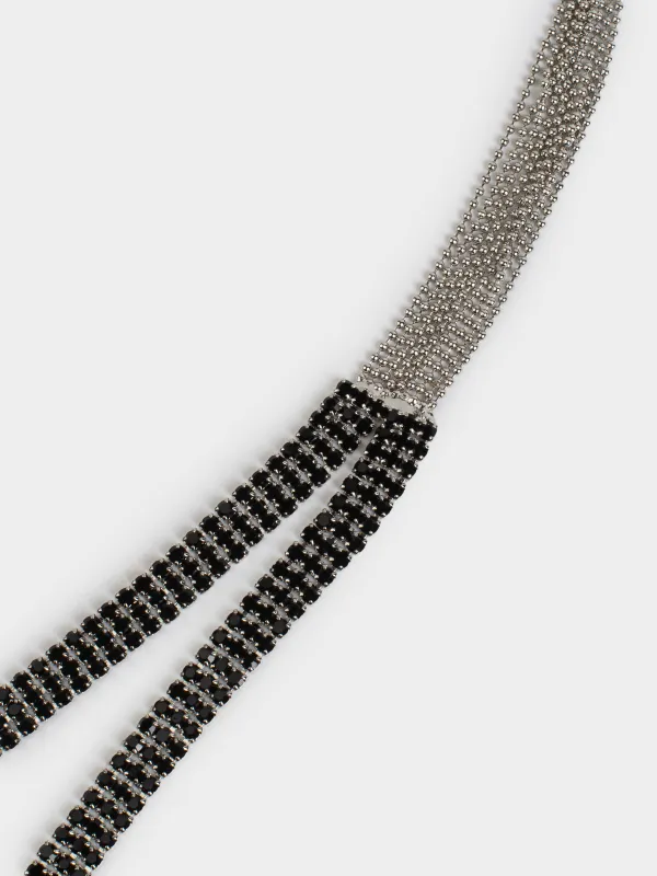 Алқа, 65 см, металл/страздар, қара, Кристалдар, Jewelry black, image-2