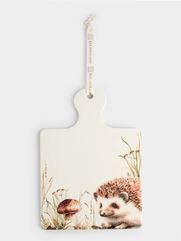 Подставка под горячее, 17х24 см, с ручкой, керамика/пробка, белая, Еж, Forest hedgehog, image-0