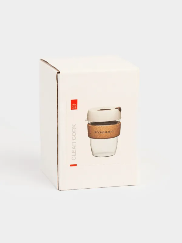 Стақан, 13 см, 350 мл, қақпағы мен манжеті бар, шыны Б/силикон/тығын, Clear cork, image-4