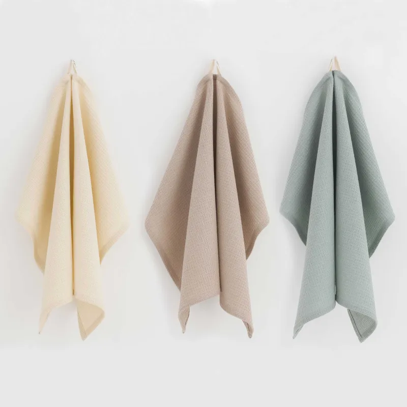 Ас үй сүлгісі, 40х60 см, 3 дана, мақта, ментол/қоңыр/сарғылт-қоңыр, Waffle, image-10