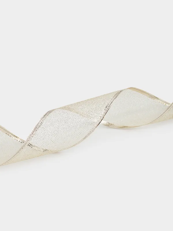 Сәндік таспа, 5 м, иілімді, полиэстер, шампан, Тор, Ribbon christmas, image-1