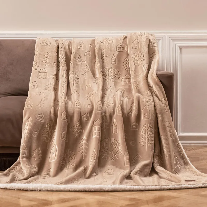 Жамылғы, 130х170 см, фланель, сарғылт-қоңыр, Үйлер мен шыршалар, Flannel