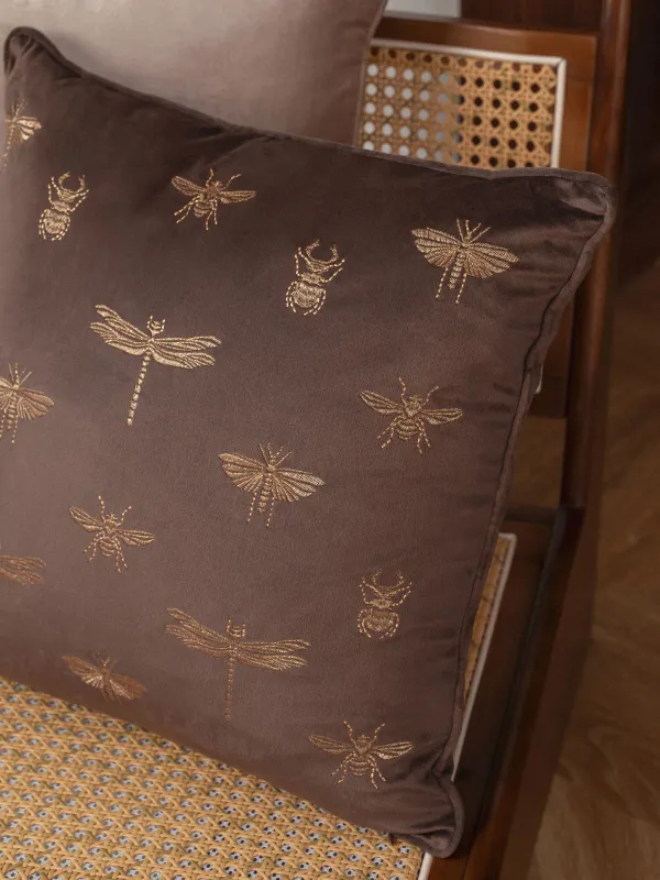 Сәндік жастық, 45х45 см, барқыт, қоңыр, Қоңыздар, Bugs, image-4