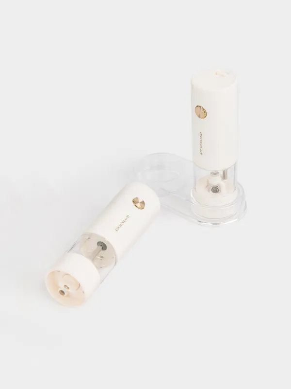 Дәмдеуіштерге арналған диірмен, 18 см, 2 дана, электрлік, стендте, пластик, сүт түстес, Liberica light, image-4