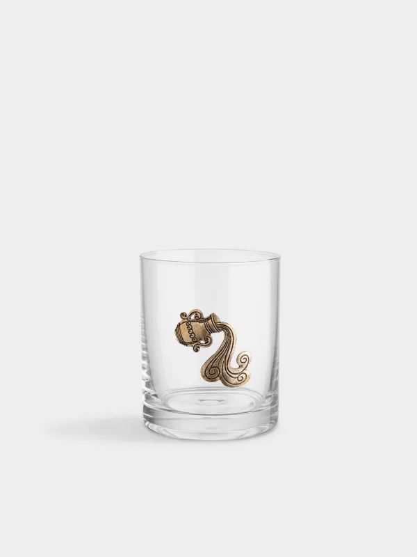Стакан для виски, 10 см, 340 мл, стекло/металл, золотистый, Водолей, Zodiac, image-0