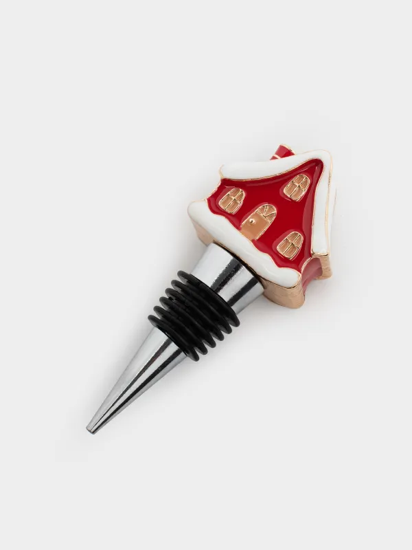 Шарап бөтелкесінің тығыны, салпыншақтары бар, 5 дана, металл/страздар, Үй, Christmas house, image-3