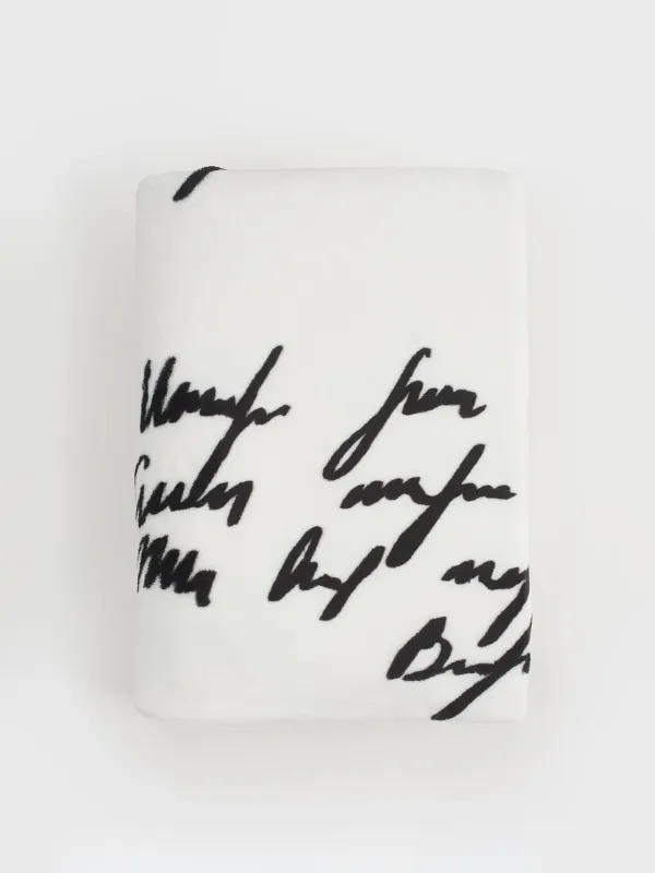 Жамылғы, 140х190 см, фланель, сүт түстес, Қара жиек, Flannel, image-0