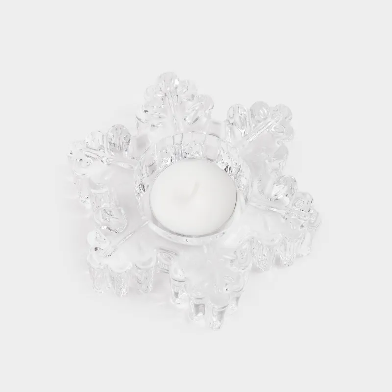 Подсвечник, 11 см, для чайной свечи, стекло, Снежинка, Snowfall, image-4