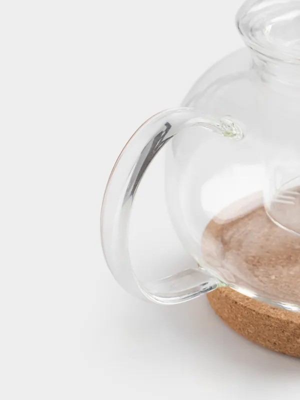 Шай демдейтін шайнек, 800 мл, тұғырда, шыны Б/тығын, Clear cork, image-2