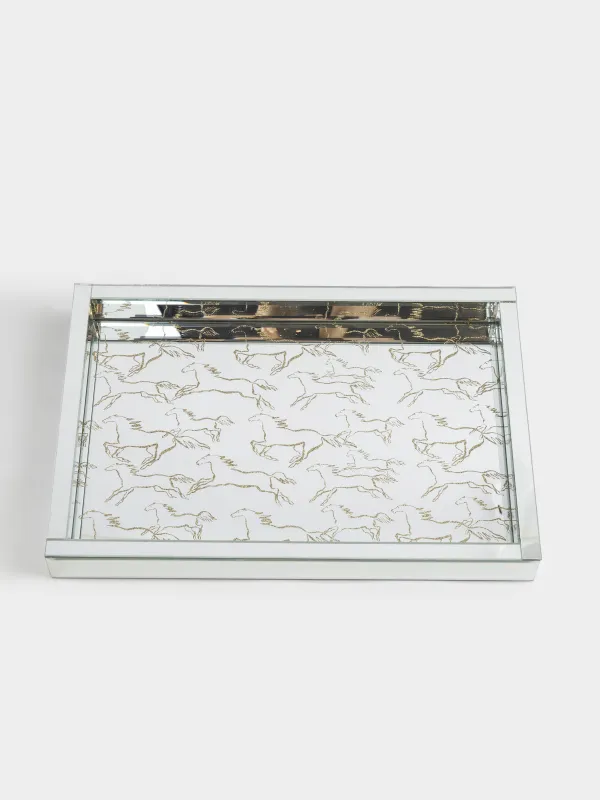 Науа, 38х26 см, шыны, тікбұрыш, айна, алтын, аттар, Glossy, image-1