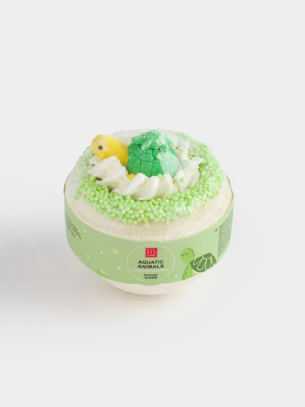 Бомбочка для ванны, с игрушкой, Ананас и лайм, Aquatic animals, image-4