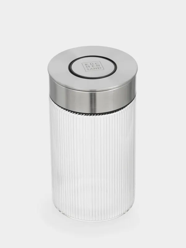 Сусымалы өнімдерге арналған құты, 960 мл, вакуумдық қақпағы бар, шыны Б/болат, Ribby steel, image-1