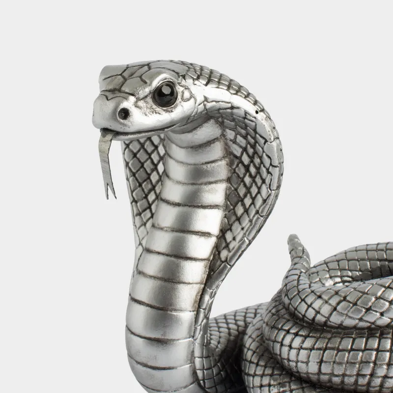 Статуэтка, 13 см, полирезин, серебристая, Кобра, Cobra cute, image-6