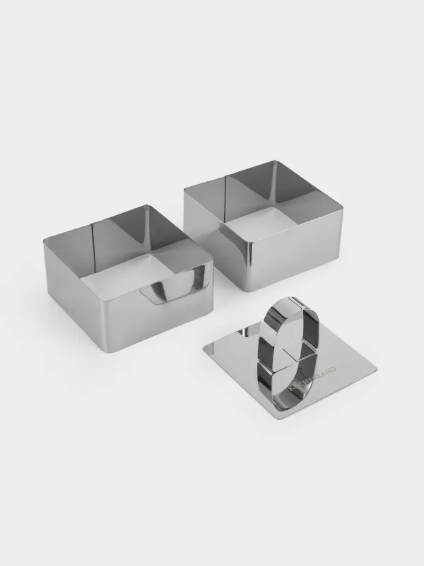 Салат пен гарнирге арналған ыдыс, 8 см, 2 дана, пресспен, болат, шаршы, классикалық, image-0