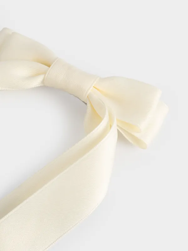 Шаш қыстырғыш, 24 см, балаларға арналған, атлас/металл, сүт түстес, Бантик, Silk, image-3