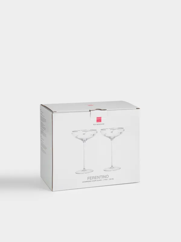 Бокал-креманка для шампанского, 2 шт, с серебристым кантом, Ferentino decor, image-4