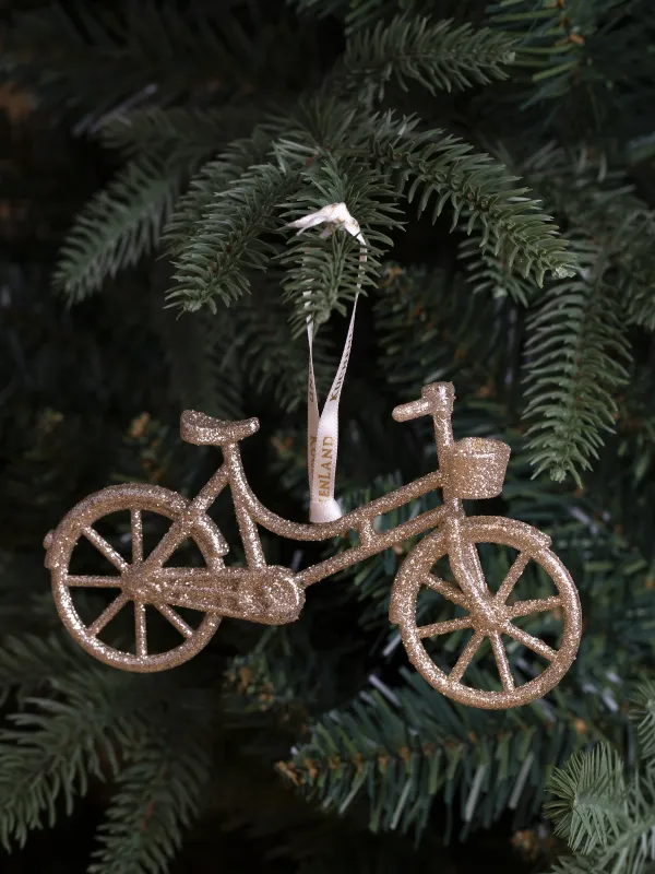 Шырша ойыншығы, 13 см, акрил, жылтырақтары бар, шампан, Велосипед, Figure sparkle, image-1