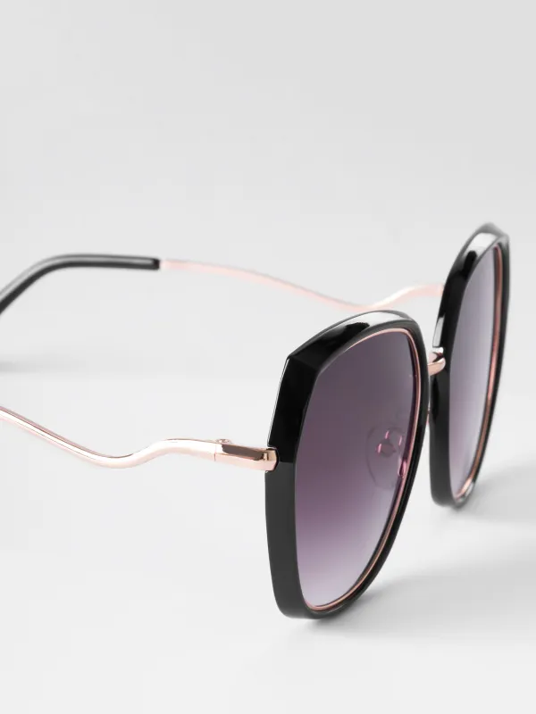 Күннен қорғайтын көзілдірік, пластик / металл, қара, Үлкен, геометриялық, image-2