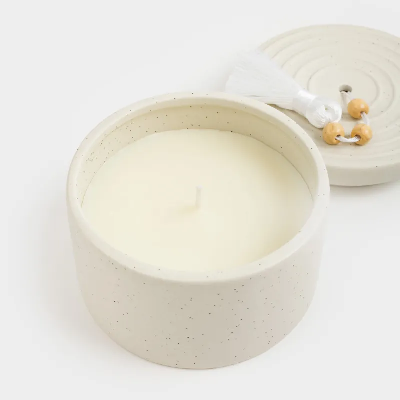 Хош иісті шам, 7 см, шам ұстағышта, шашақпен, керамика, Sage and Sea salt, Delicia, image-4