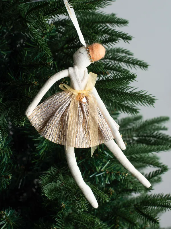 Игрушка елочная, 24 см, полиэстер/металл, шампань, Девочка, Sweet girl, image-4