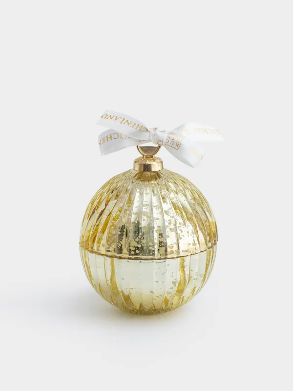 Свеча ароматическая, 8х9 см, в подсвечнике, стекло, шампань, Аромат, Шар, Gold candle, image-0