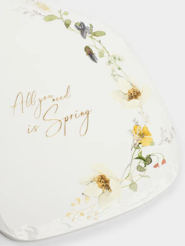 Ыстыққа арналған тұғыр, 18х24 см, керамика/тығын, ақ, Сары гүлдер, Floweri, image-3