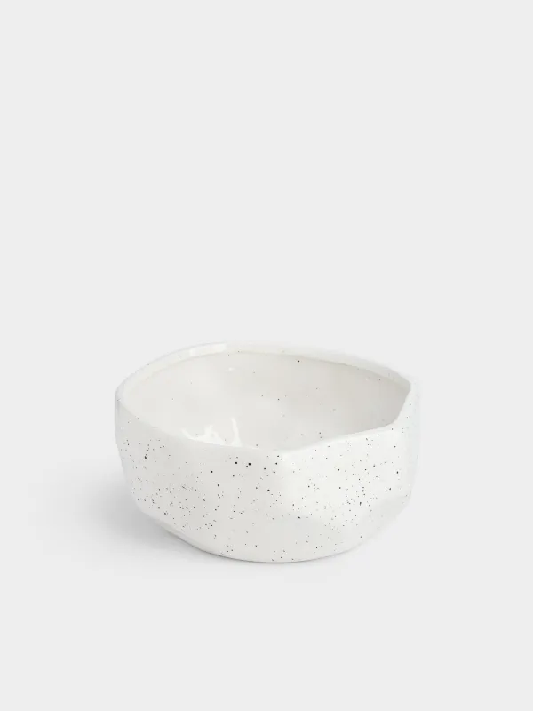 Жеміс вазасы, 22х10 см, керамика, сүт түстес, дақты, Жиегі тегіс емес, Crumple speckled, image-3