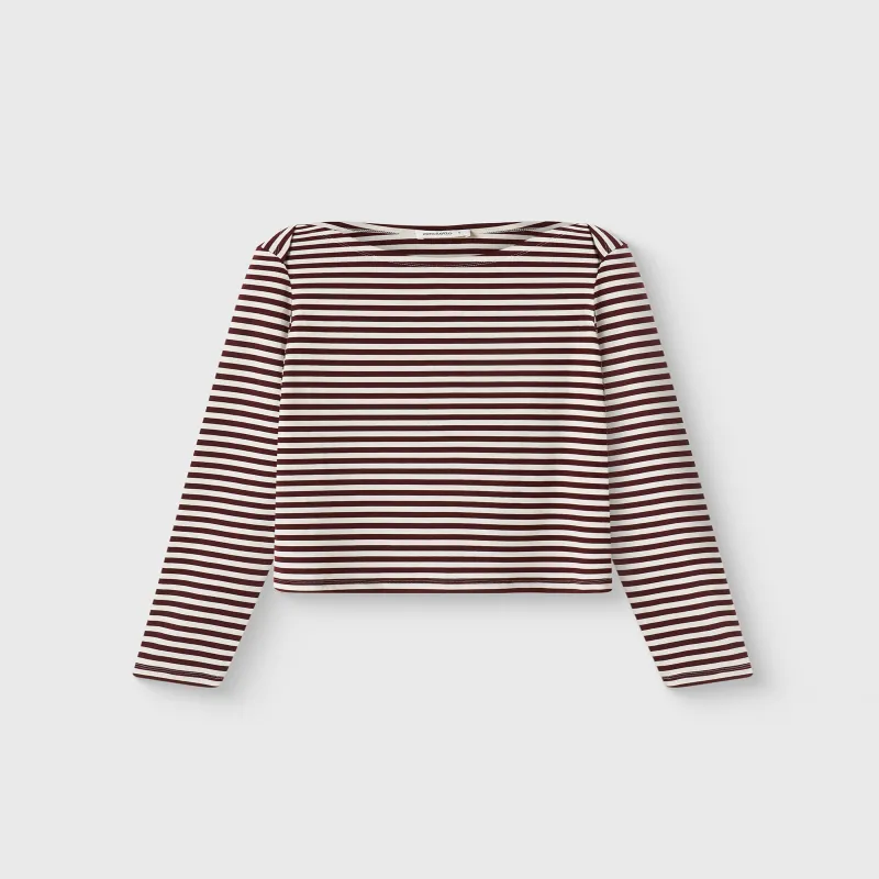 Әйелдерге арналған лонгслив, өлшемі M, лиоцелл/эластан, сүт түстес және қою қызыл, Жолақ, Albertina, image-5