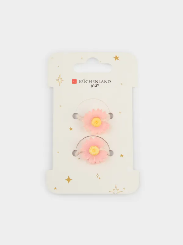 Резинка для волос, 3 см, 2 шт, детская, пластик, розовая, Цветок, Gracile, image-3