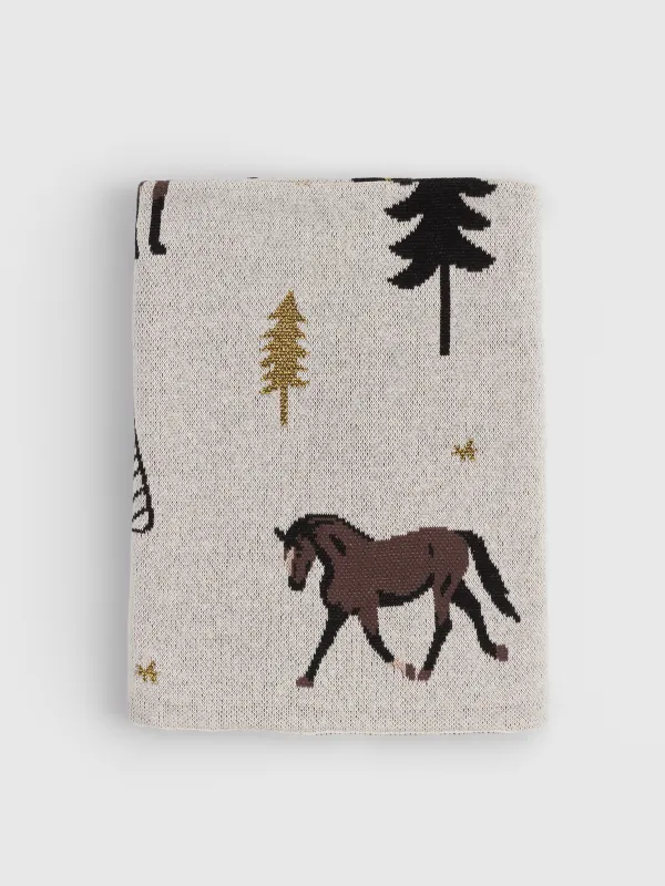 Жамылғы, 130х170 см, мақта/шенилл, ақ, Аюлар, Bear, image-0