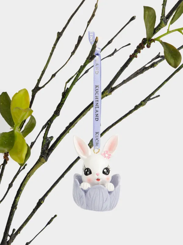 Сәндік салпыншақ, 6 см, полирезин, сүт түстес және күлгін, Қоян, Easter, image-3