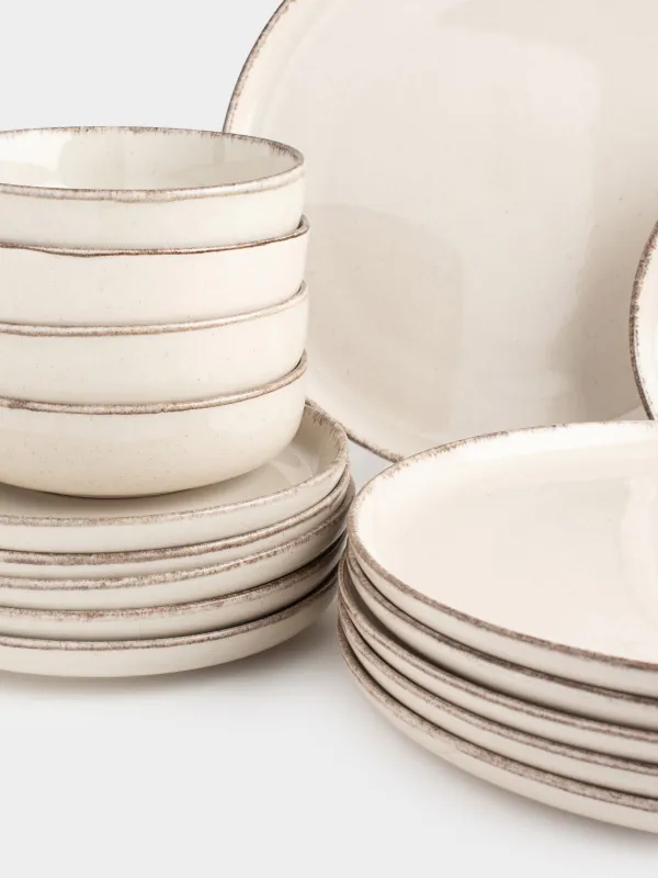 Сервиз обеденный, 6 перс, 18 пр, керамика R, бежевый, в крапинку, Speckled glaze, image-1