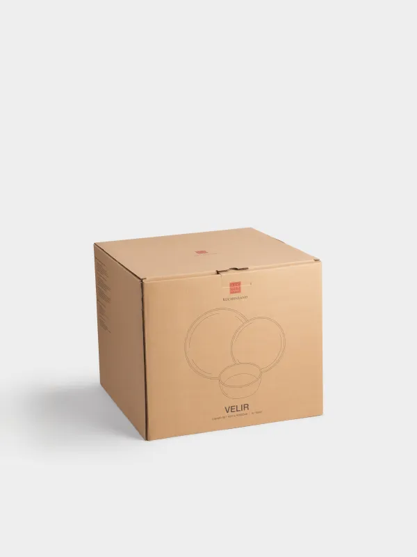 Ас сервизі, 6 адам, 18 зат, тас керамика, сарғылт-қоңыр-қоңыр, Velir, image-7