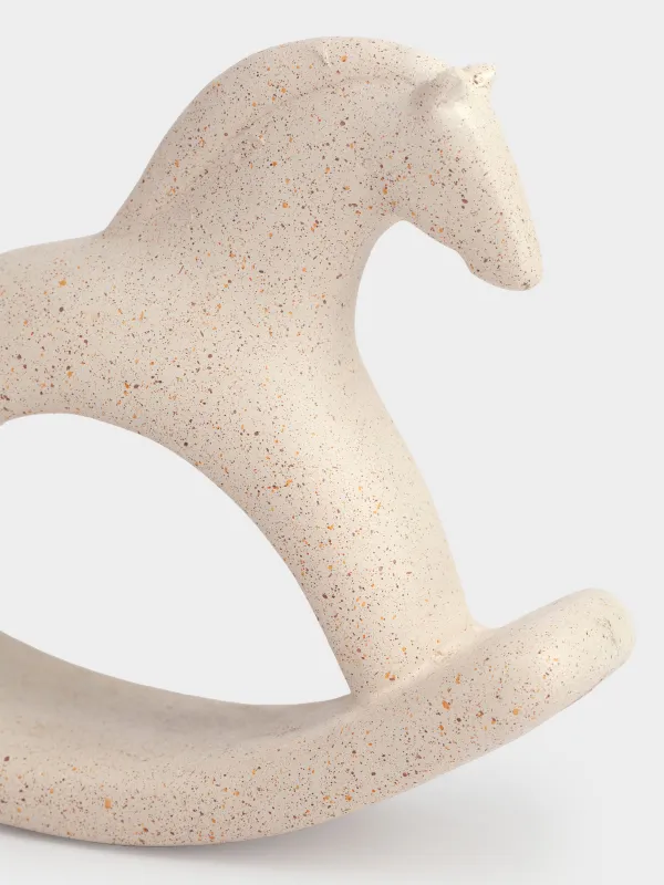 Мүсінше, 14х11 см, полирезин, сүт түстес, дақты, Тербелетін ат, Horse milky, image-4