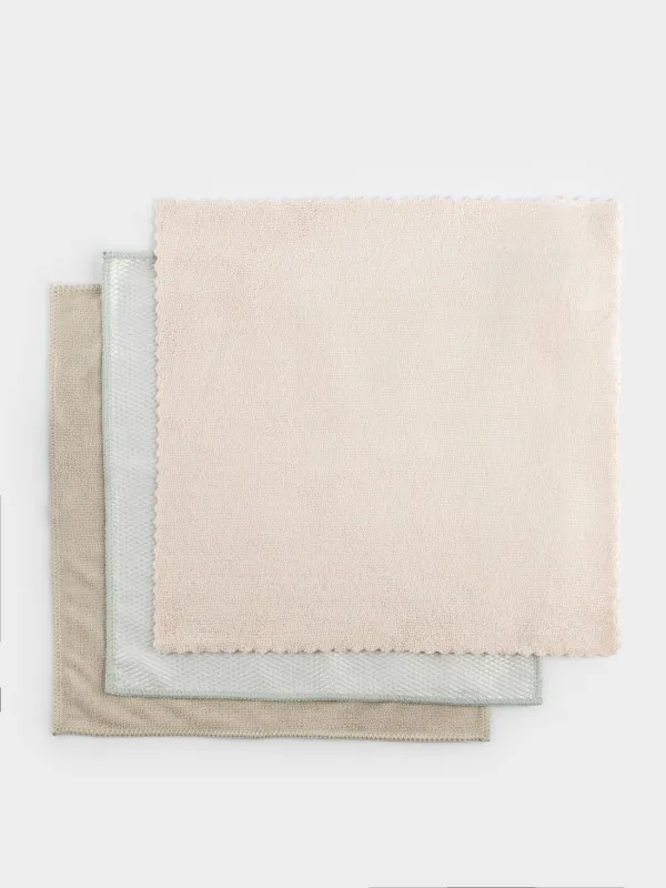 Тазалауға арналған шүберектер жинағы, 32х32 см, 3 дана, көп функциялы, микроталшық, түрлі-түсті, Clean, image-0