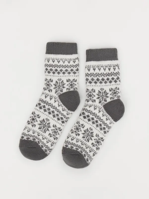 Әйелдер шұлықтары, үйге арналған, өлшемі 36-38, полиэстер/акрил, сұр-сарғылт-қоңыр, Өрнек, Fleece, image-0