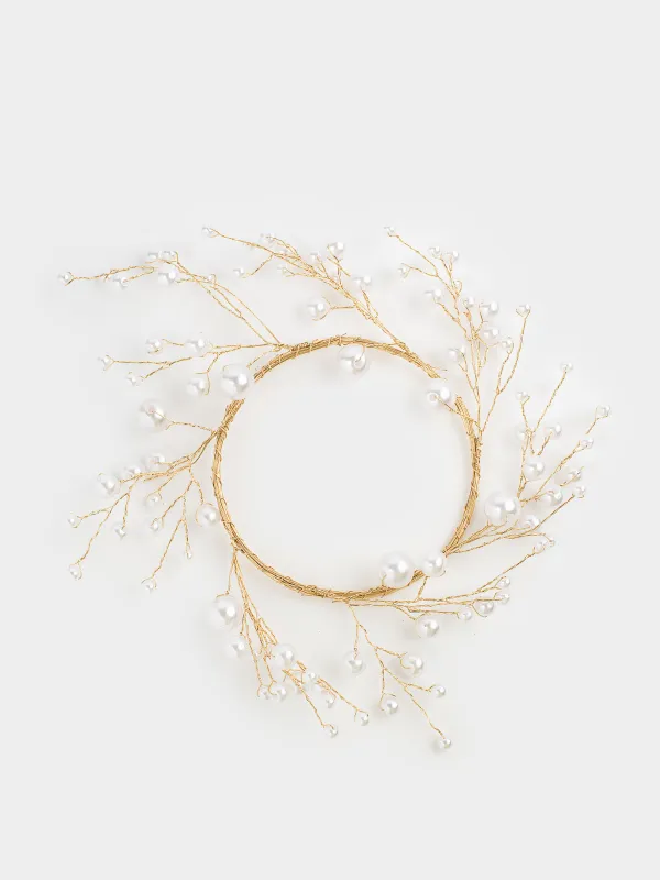 Кольцо для салфеток, 5 см, пластик/металл, шампань, Жемчужины, Balls decor, image-0