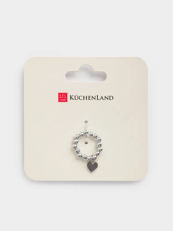 Кольцо, р. S-M, единый размер, пластик, серебристое, Сердце, Pearl heart, image-2