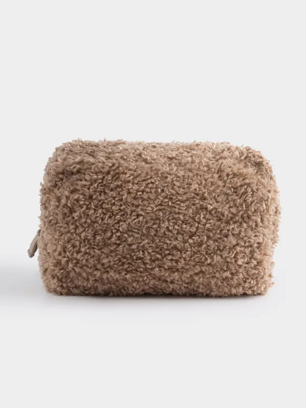 Косметичка, 27х17 см, искусственный мех, коричневая, Curled, image-4