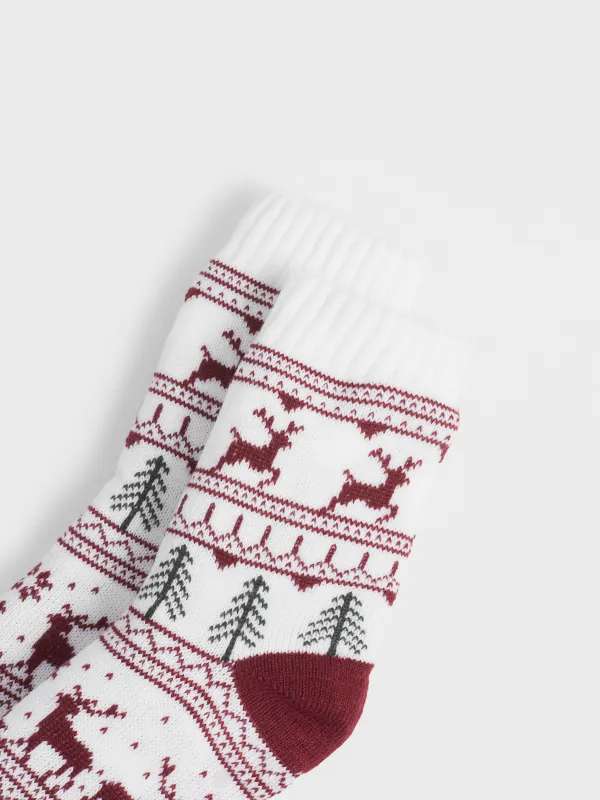 Әйелдер шұлықтары, үйге арналған, өлшемі 36-38, акрил/шерпа, сүт түстес және сарғылт-қоңыр, Қысқы өрнек, Hot winter, image-2