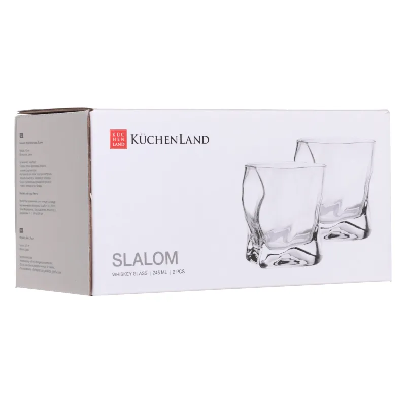 Виски стақаны, 8 см, 245 мл, 2 дана, шыны, Slalom, image-1