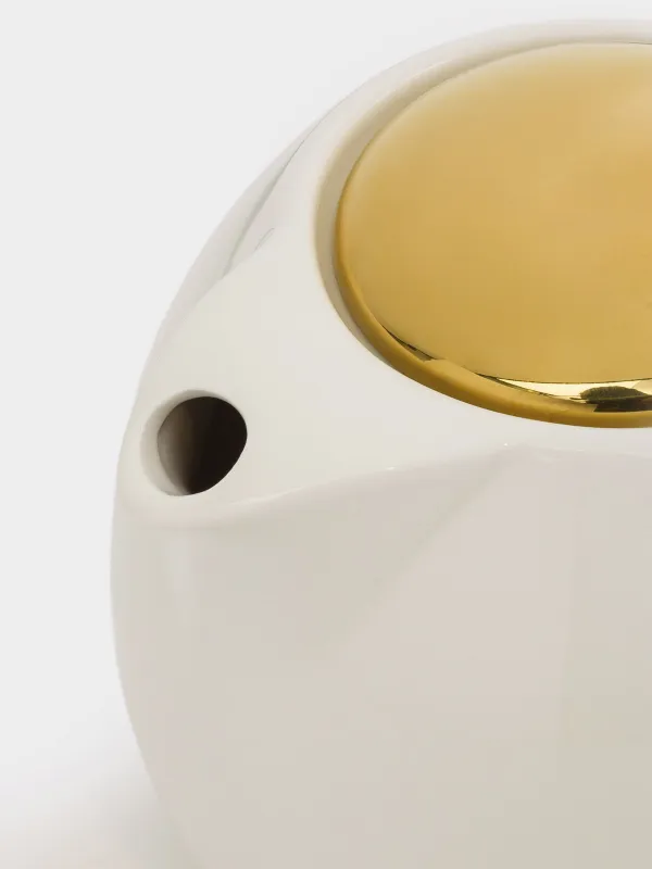 Шайнек, 1 л, керамика/болат, сүт түстес-алтын, Гүл, Kettle ceramo, image-2