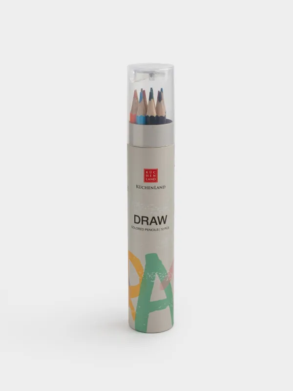 Қарындаштар жинағы, 12 дана, 17 см, түрлі-түсті, ұштағышы бар, Draw, image-0