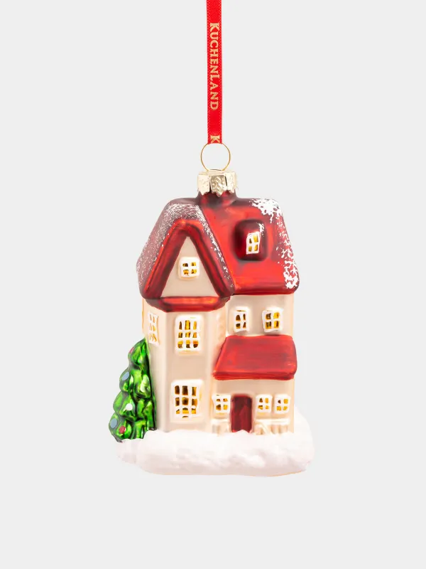 Шырша ойыншығы, 7х10 см, шыны, жылтырақтары бар, қоңыр және қызыл, Үй, Figure christmas, image-0