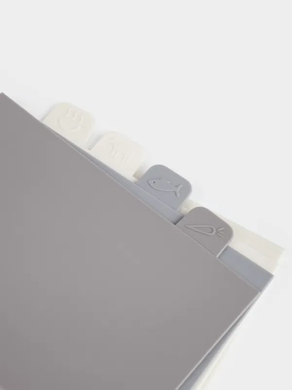 Доска разделочная, 29х19 см, 4 шт, в подставке, пластик, бежевый микс, Course, image-4