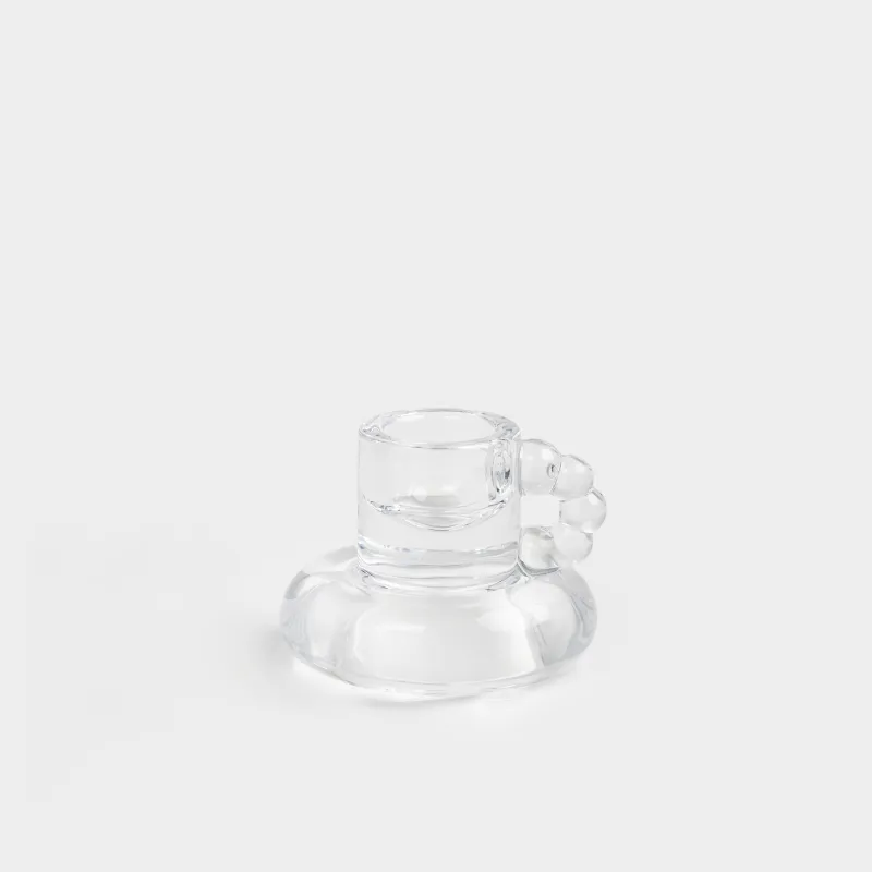 Шам ұстағыш, 7 см, жіңішке шамға арналған, тұтқасы бар, шыны, Clear