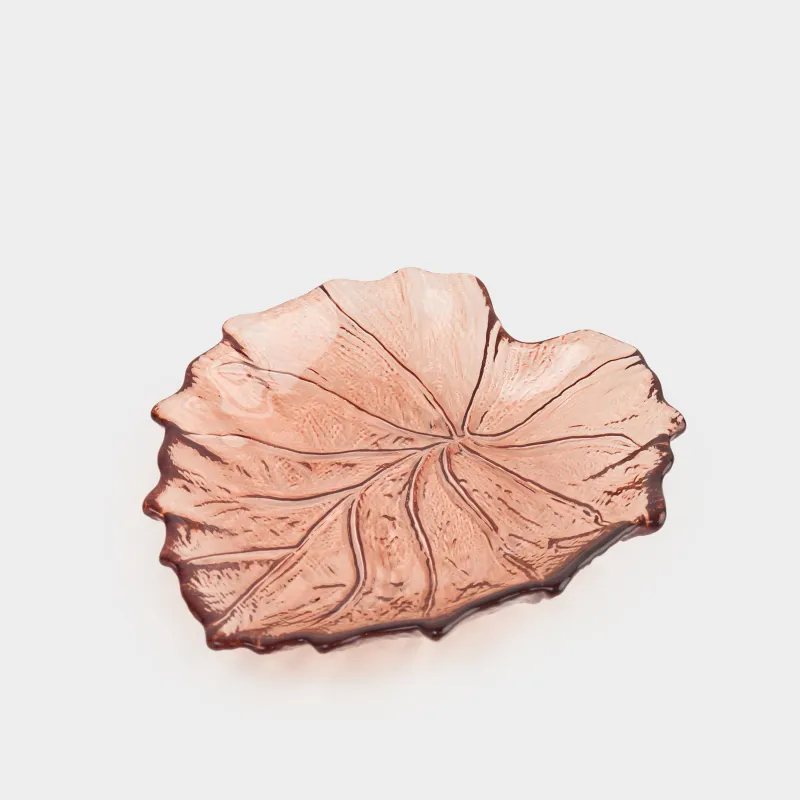 Ыдыс, 16х14х2 см, шыны, қоңыр, Жапырақ, Leaves